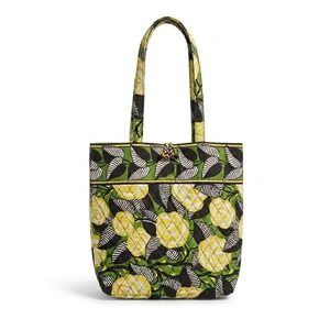 Vera Bradley La Neon Rose Quilted Cotton Floral Tote Bag Yellow Green Retired